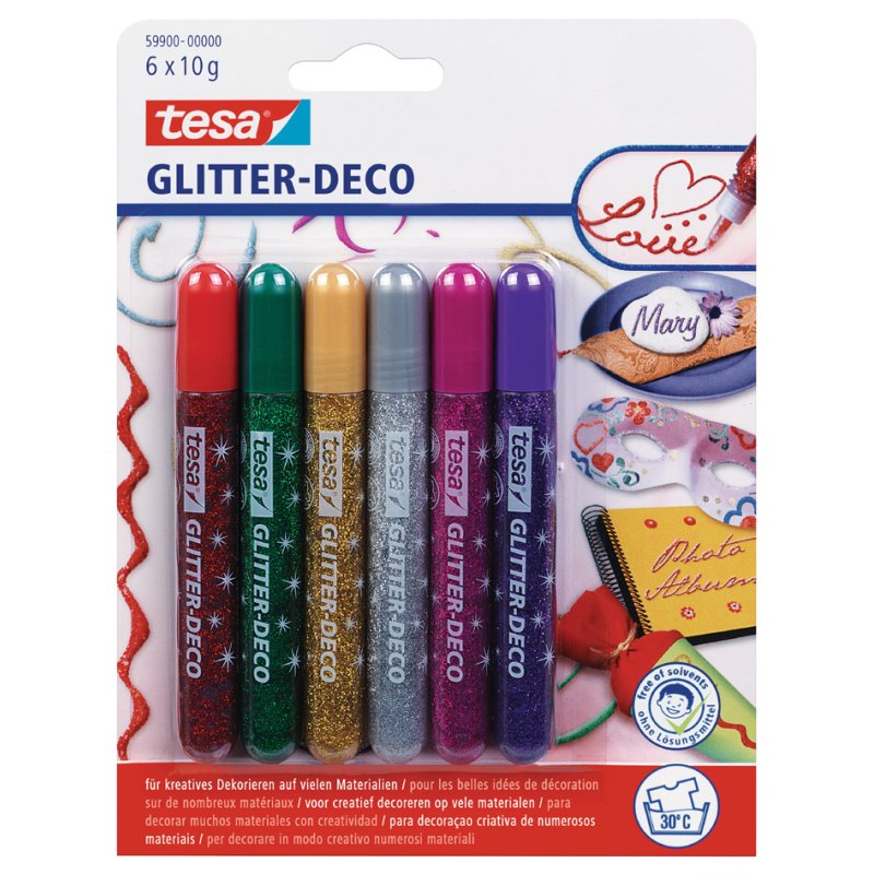 tesa glitter glue Glitter decoration, Candy Colors, 6 × 10 g