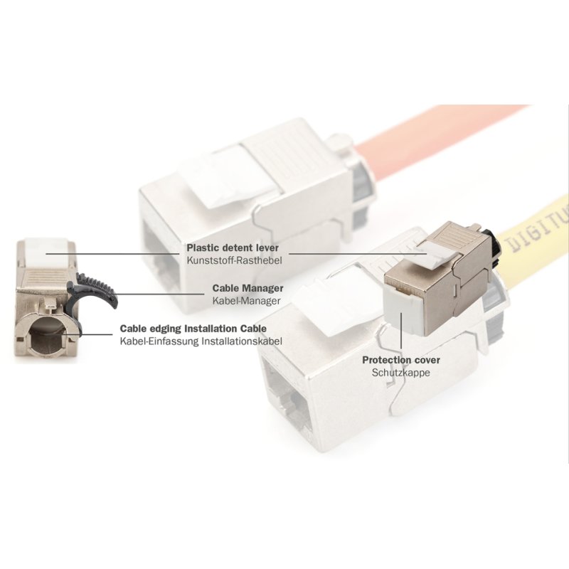 DIGITUS module keystone catégorie 6A, blindée, gris, 24 pièces
