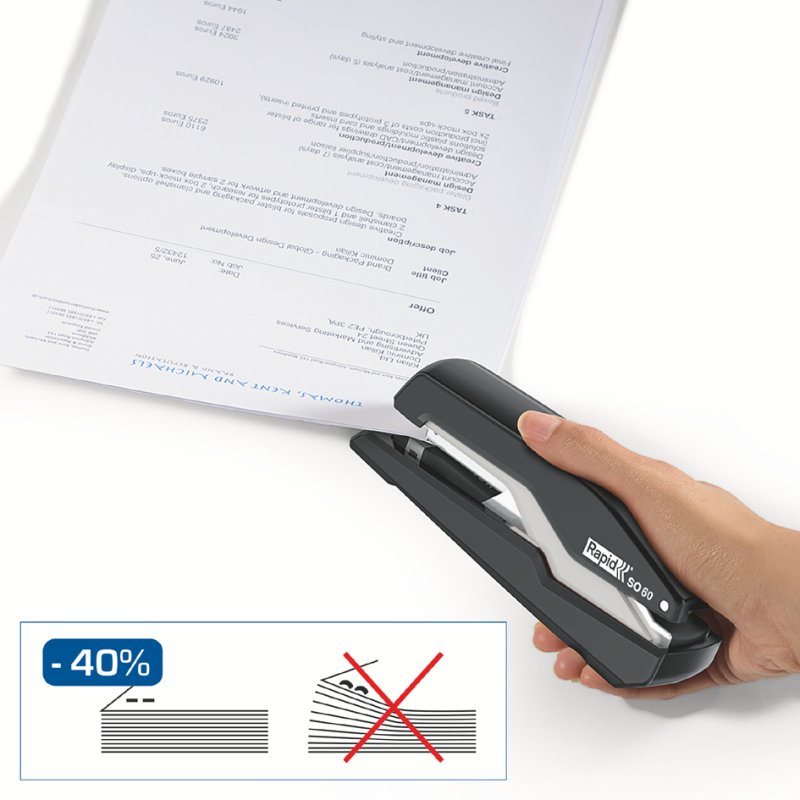 Rapid Supreme Omnipress SO60 stapler, black/grey, 60 sheets