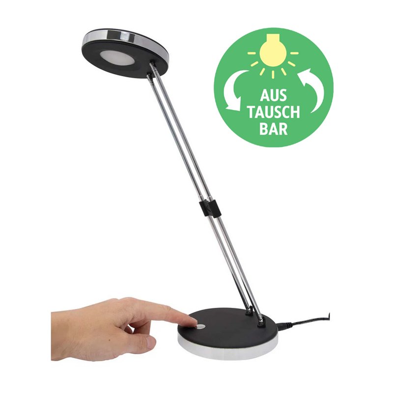 MAUL Lampe de bureau LED MAULpuck avec pied, blanc, 5W, lumière du jour