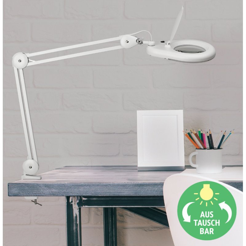 MAUL Lampe loupe LED MAULviso, pied de fixation, blanc, 6W
