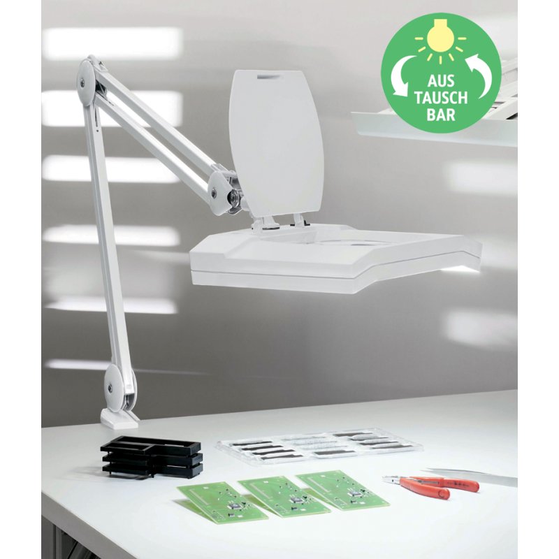 MAUL Lampe loupe LED MAULvitrum, avec pince, noir, 3 dioptries