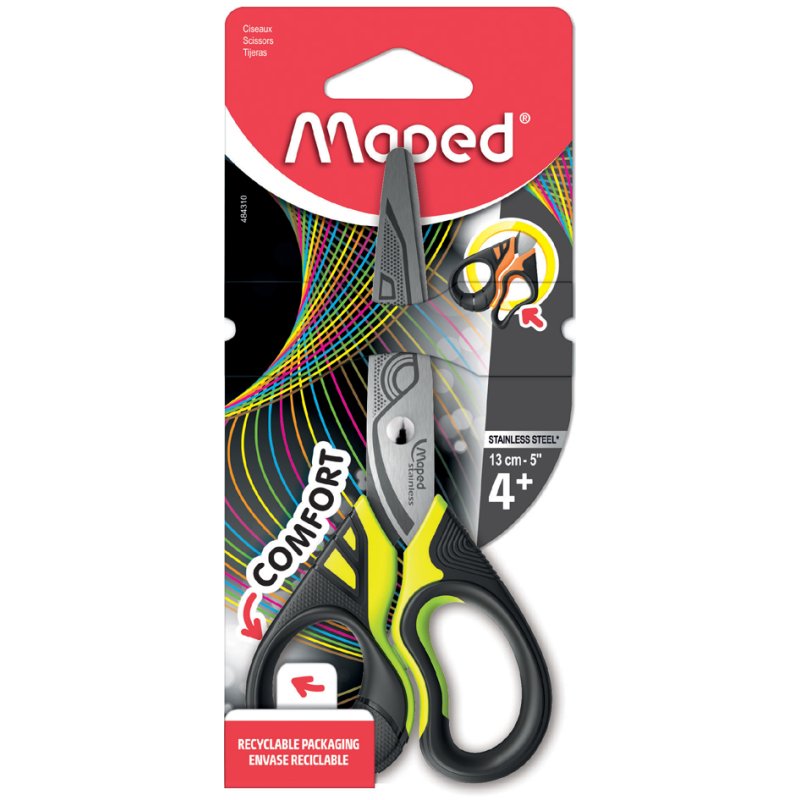 Maped ciseaux Sensoft 3D, couleurs néon, arrondi, 135 mm