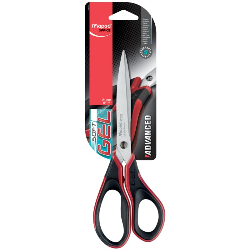 Maped ciseaux Advanced Gel 170mm, pointu, rouge/noir, acier inoxydable