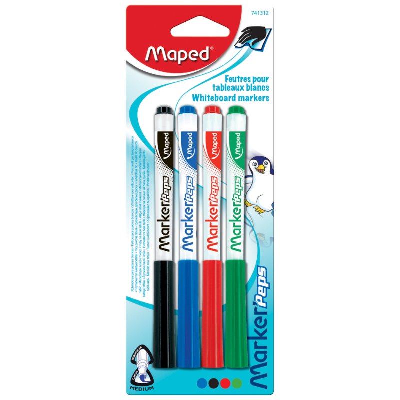 Maped Peps whiteboard markers, colour mix, 1.5 mm, 4 pieces