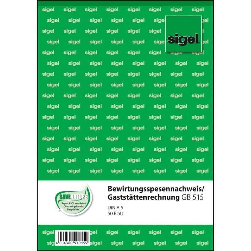 sigel formulierboek bewirtingskostenbewijs, white, A5, 50 sheets