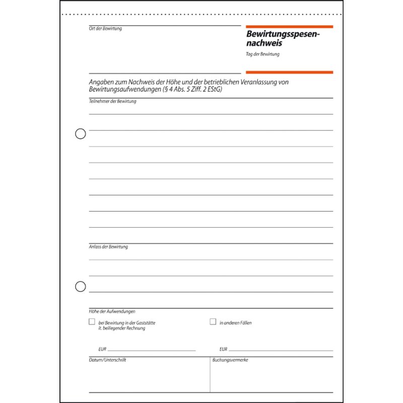 sigel formulierboek bewirtingskostenbewijs, white, A5, 50 sheets