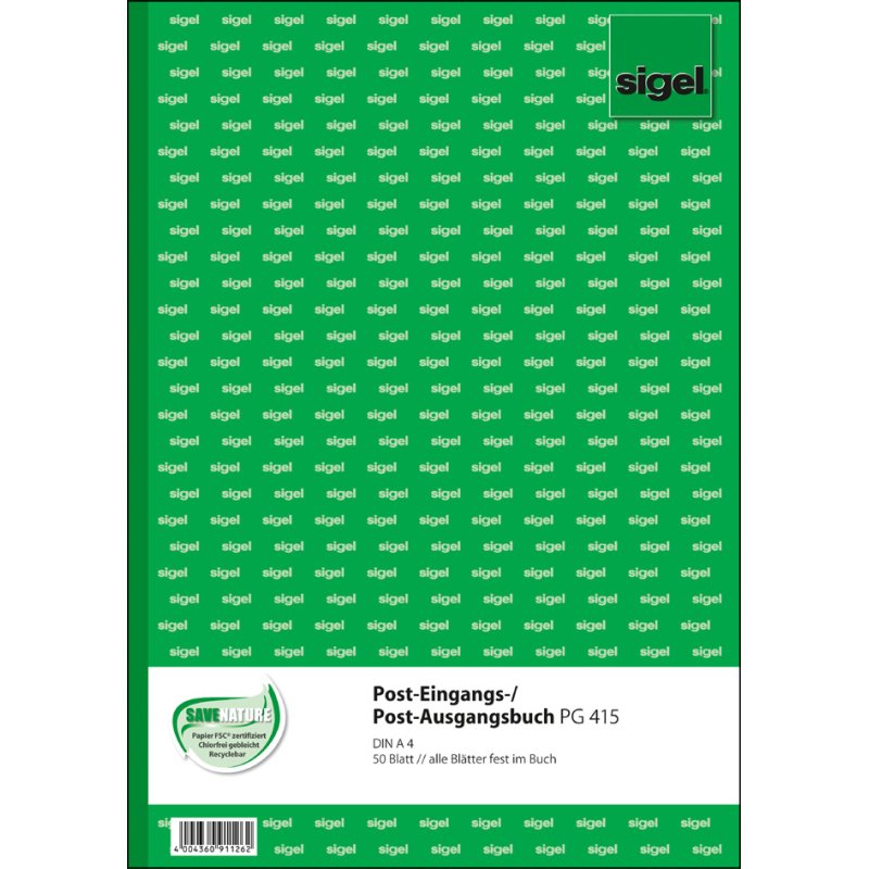 sigel formulierboek post in-/uitgang, A4, dubbelzijdig bedrukt, 50 vel