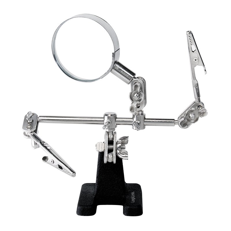 LogiLink 3rd helping hand mounting stand, with magnifying glass, 2 flexible clamps
