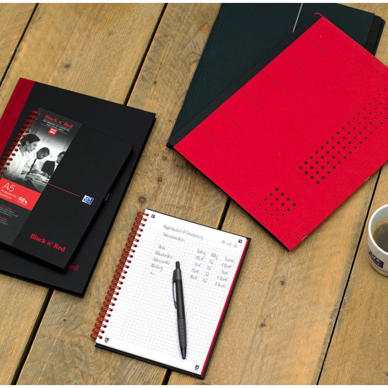 Oxford Cahier spiralé Black n Red, A5, ligné, 70 feuilles