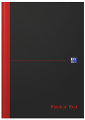 Oxford Black n' Red notitieboek A4, gelinieerd, hardcover zwart, 96 vel