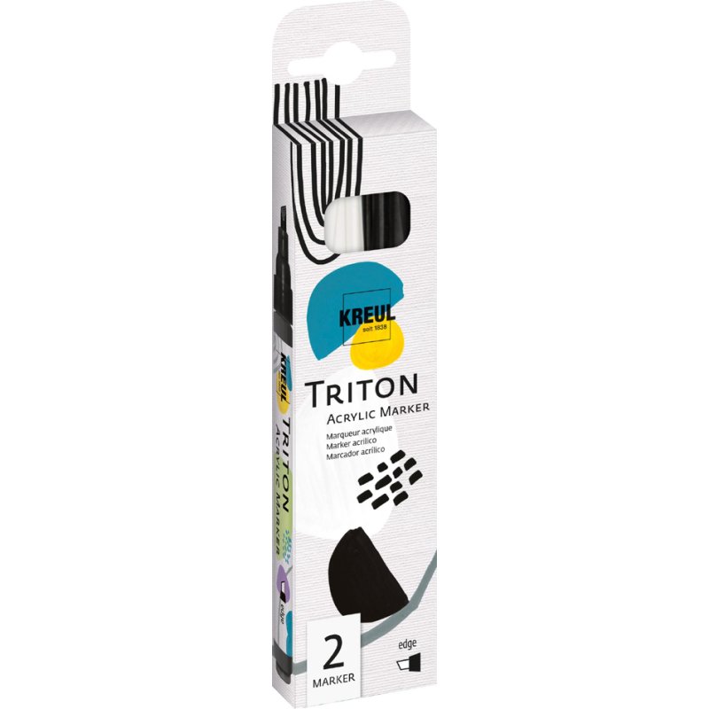 KREUL acrylic marker Triton, chisel tip 1.0-4.0 mm, black and white, 2 pieces