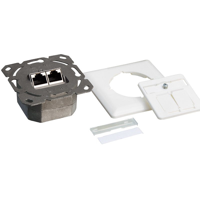 LogiLink Professional opbouw- en inbouwdoos Categorie 6, signaalwit, 2x RJ45-aansluiting, geschirmd, 80×80×50 mm