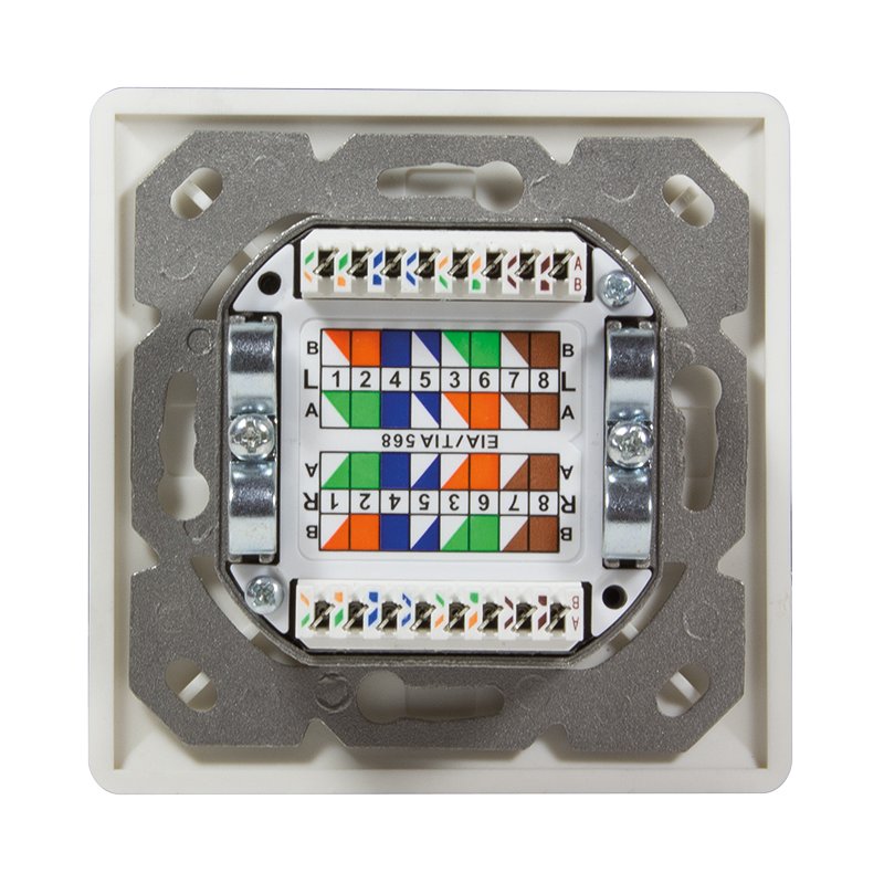 LogiLink Boîtier professionnel encastrable Catégorie 6, blanc signal, 2x connecteur RJ45, blindé, 80×80×50 mm