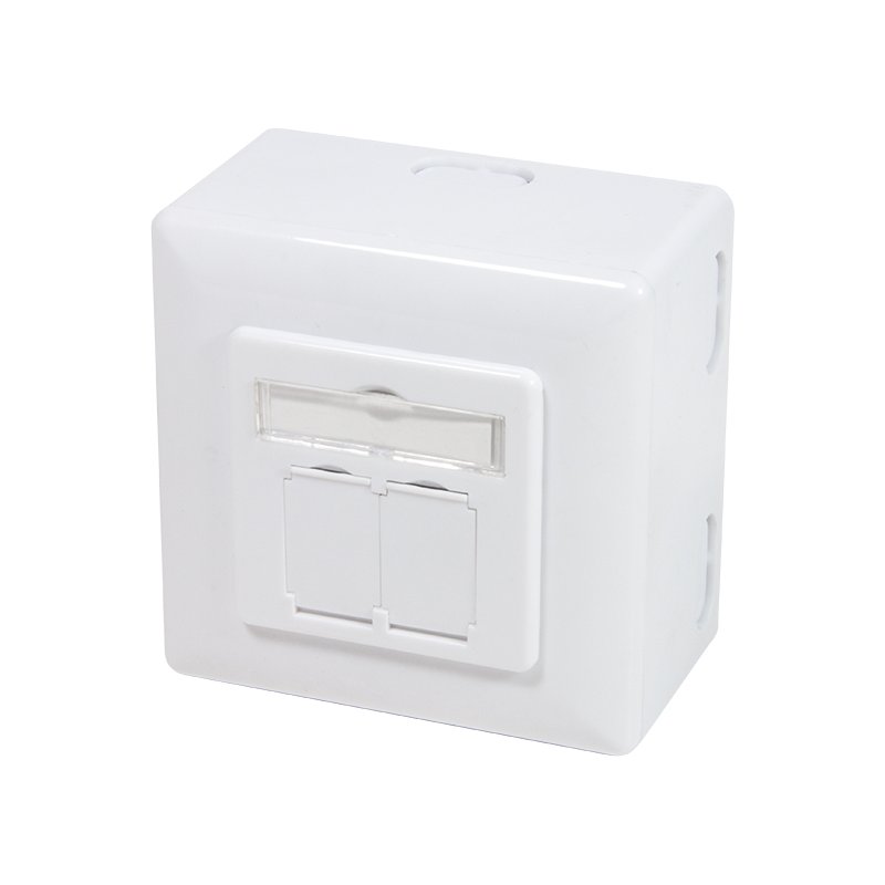 LogiLink Boîtier professionnel encastrable Catégorie 6, blanc signal, 2x connecteur RJ45, blindé, 80×80×50 mm