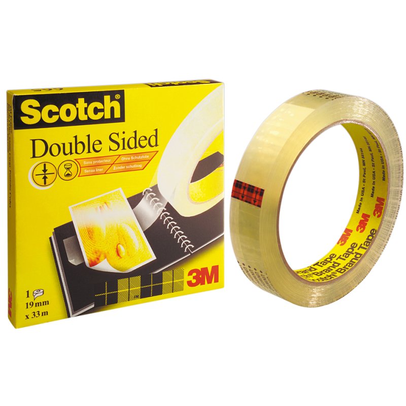 Scotch ruban adhésif double face 665, adhésif permanent, 12 mm × 22,8 m