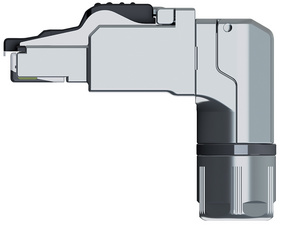 TELEGÄRTNER RJ45-connectoren Cat.6A gehalveerd, T568A, abgewinkeld