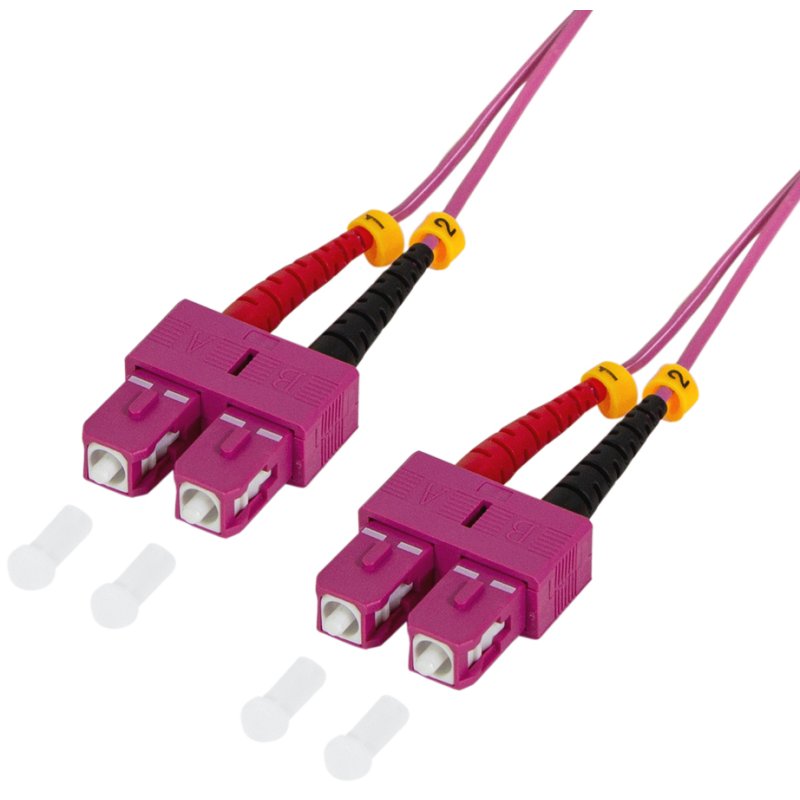 LogiLink Câble fibre optique professionnel SC-duplex, OM4, violet, 20 mètres