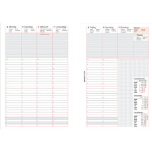 Bind vervangkalender 2027, A5 dagkalender, zwart/roze, 3-talig