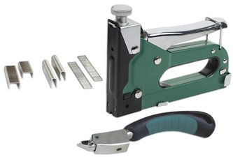 BRÜDER MANNESMANN GREEN LINE handtacker set, staal, 600-delig, inslagkracht verstelbaar
