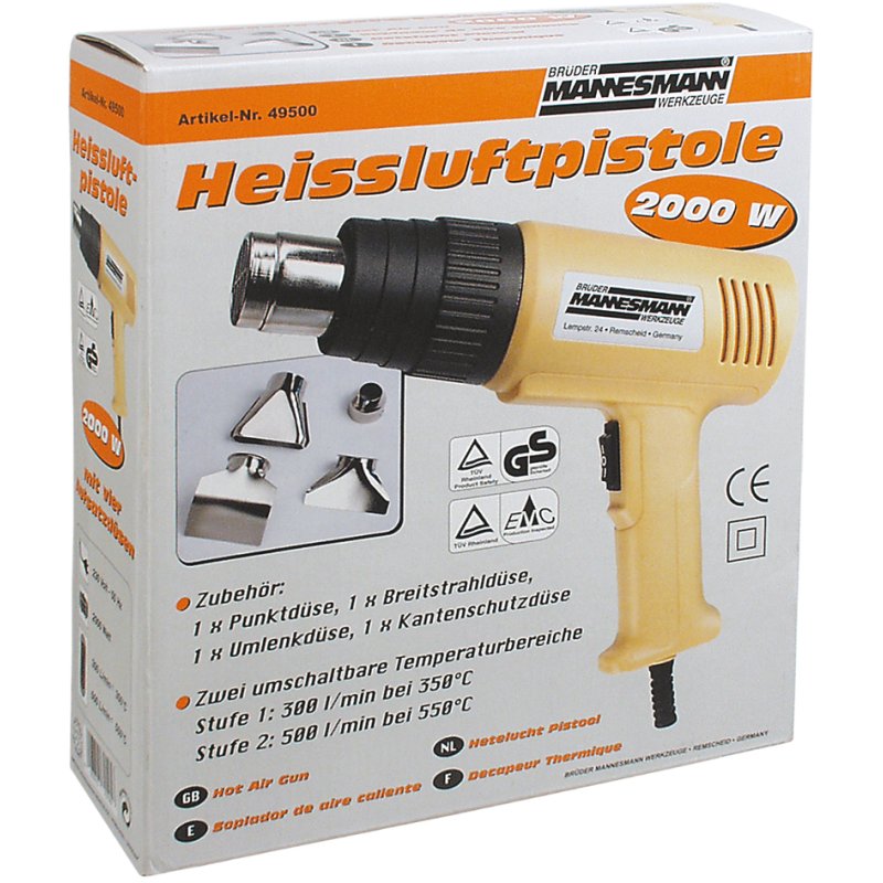 BRÜDER MANNESMANN pistolet à air chaud, 2000 watts, 2 températures