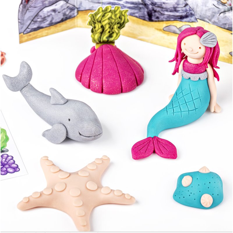 FIMO kids boetseerklei set zeemeermin en dolfijn, niveau 3, 4×42 g