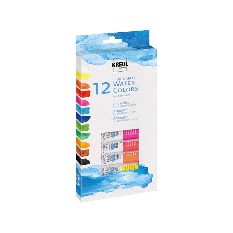 KREUL El Greco watercolour paint, set of 12, 12 ml, water-based