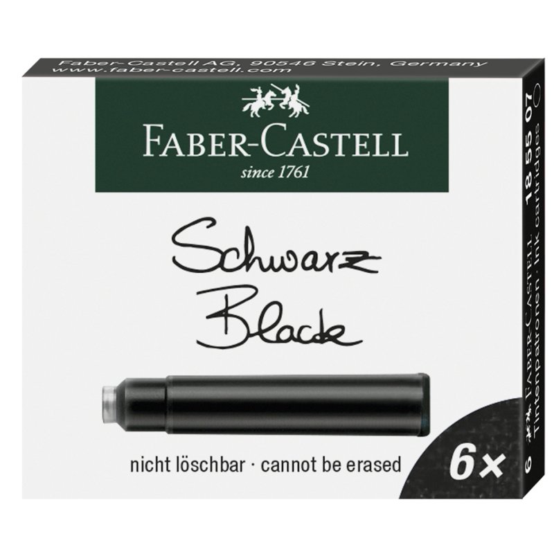 Faber-Castell cartouches d'encre standard, bleu royal, effaçable, 6 pièces
