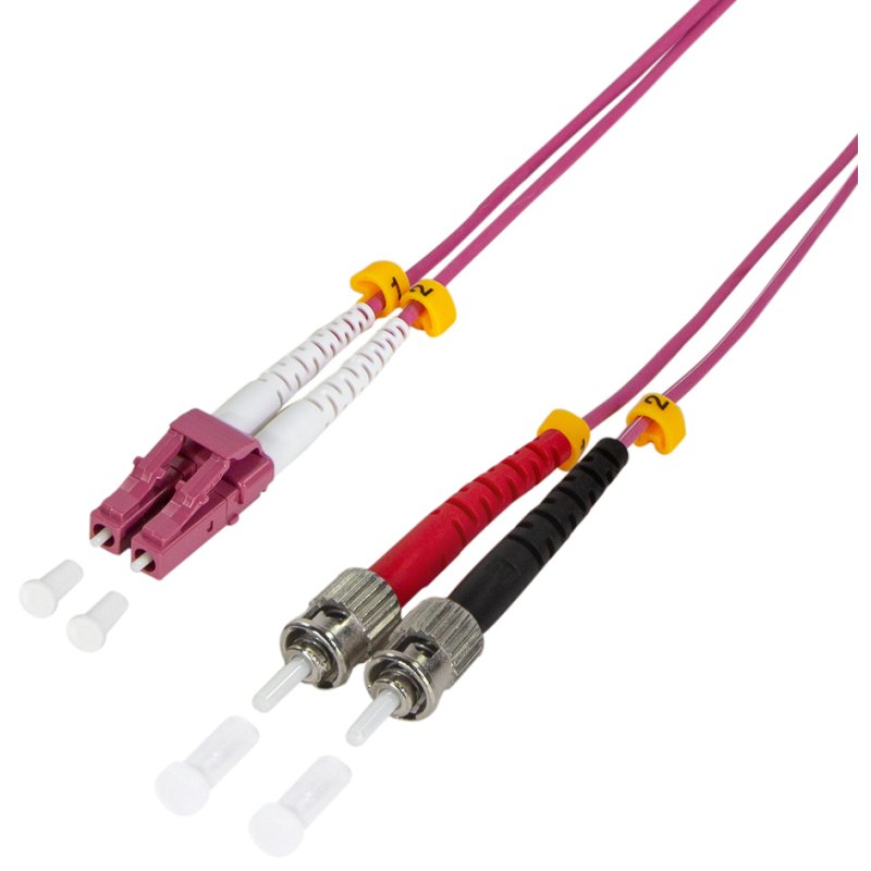 LogiLink Professional fibre optic patch cable LC-Duplex to 2x ST, OM4, purple, 1.0 m
