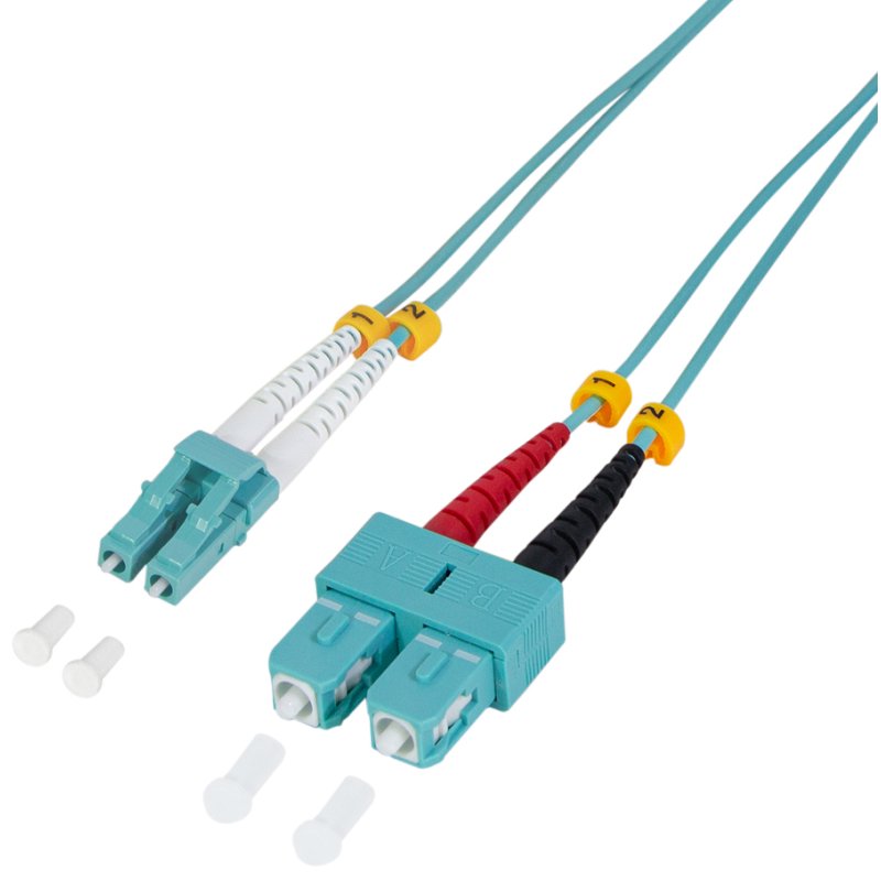 LogiLink câble de raccordement fibre optique LC-Duplex vers SC-Duplex, OM3, turquoise, 3,0 m