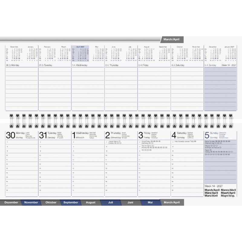 rido idé bureaukalender AC Tru, 307×105 mm, week per 2 pagina's