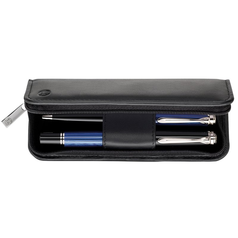 Pelikan étui à stylos en cuir TGX2N, noir, nappa lisse, 2 instruments d'écriture