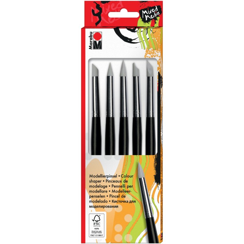 Marabu modelleerkwastenset, siliconenpunten, 5 stuks