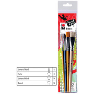 Marabu verf-penselen set Basics, mixed media, 4 stuks