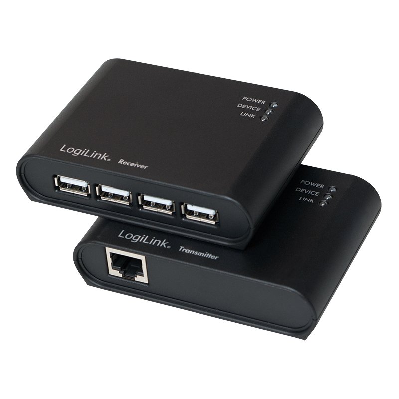 LogiLink Rallonge USB 2.0 avec concentrateur USB 4 ports, portée 50 m, 480 Mbit/s