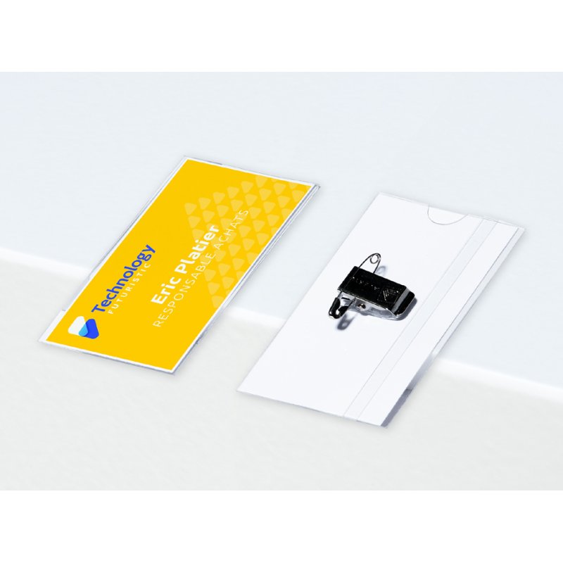 AVERY badge nominatif avec pince combinée, 90×54 mm, transparent, 50 pièces
