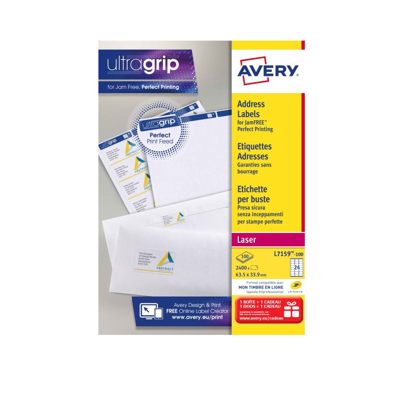 AVERY étiquettes adresse, 99,1 × 42,3 mm, blanc, 1200 pièces
