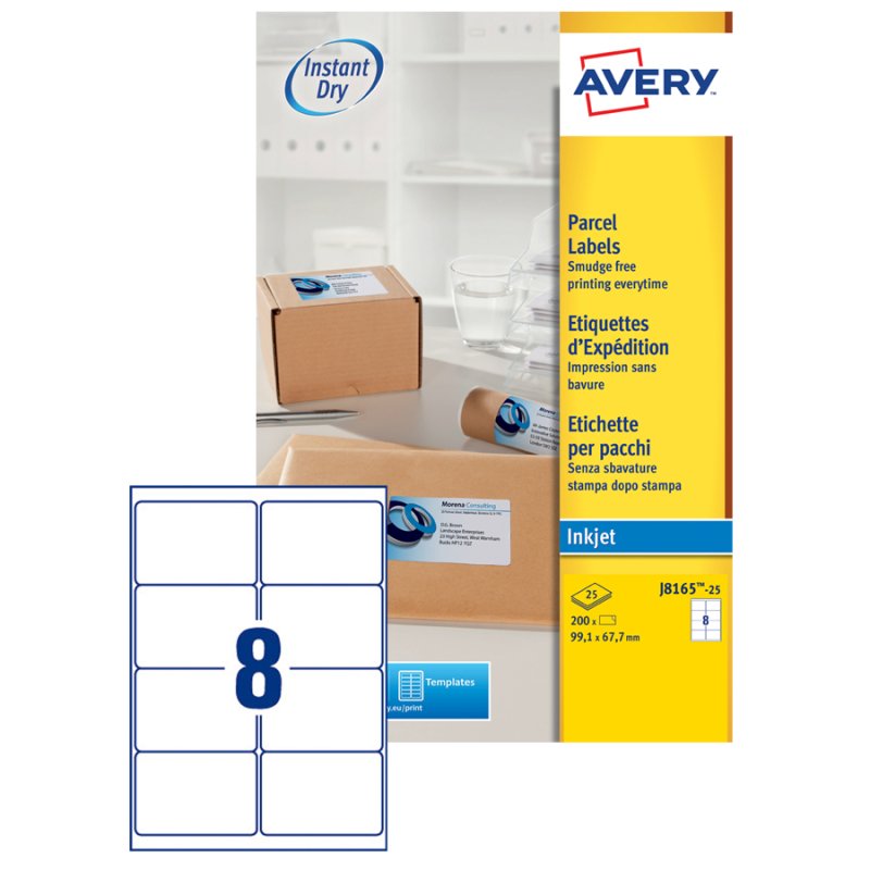 AVERY étiquettes d'expédition, 199,6 × 289,1 mm, blanc, 25 pièces