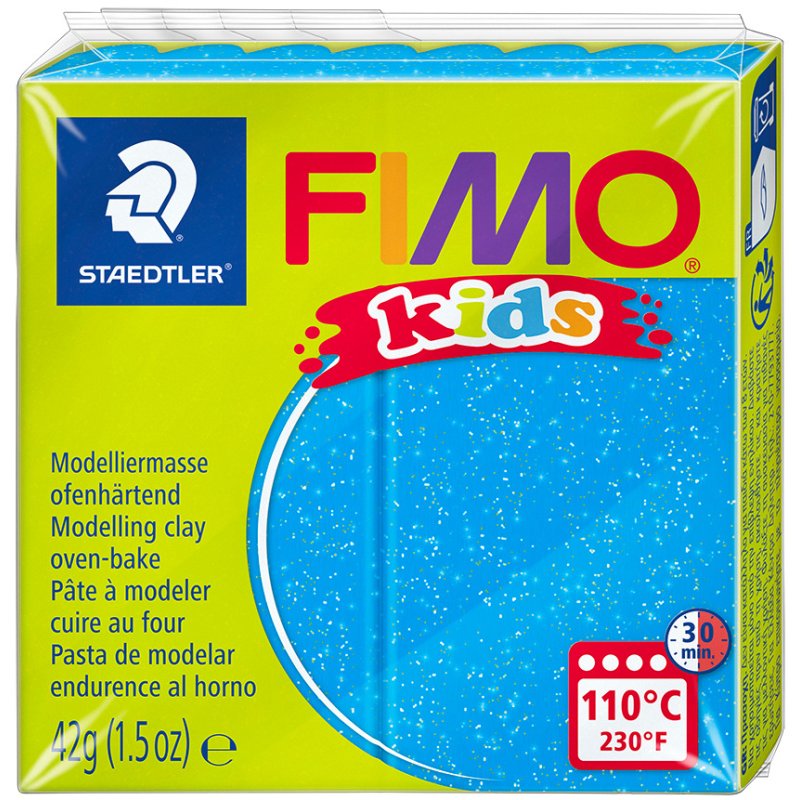 FIMO kids pâte à modeler, paillettes or, durcissant au four, 42 g