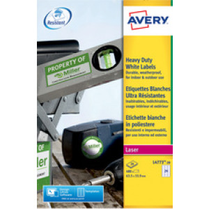 AVERY etiketten ultra-resistant, 210×297 mm, wit, 20 stuks