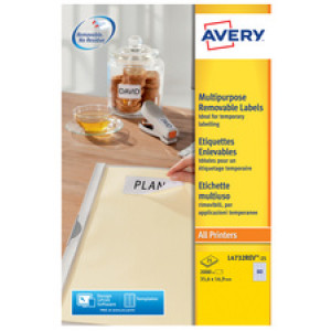 AVERY verwijderbare multi-etiketten, 45,7 × 21,2 mm, wit, 1200 stuks