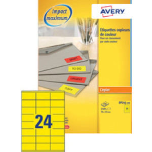 AVERY adresetiketten, 70 × 35 mm, felgeel, 2400 stuks