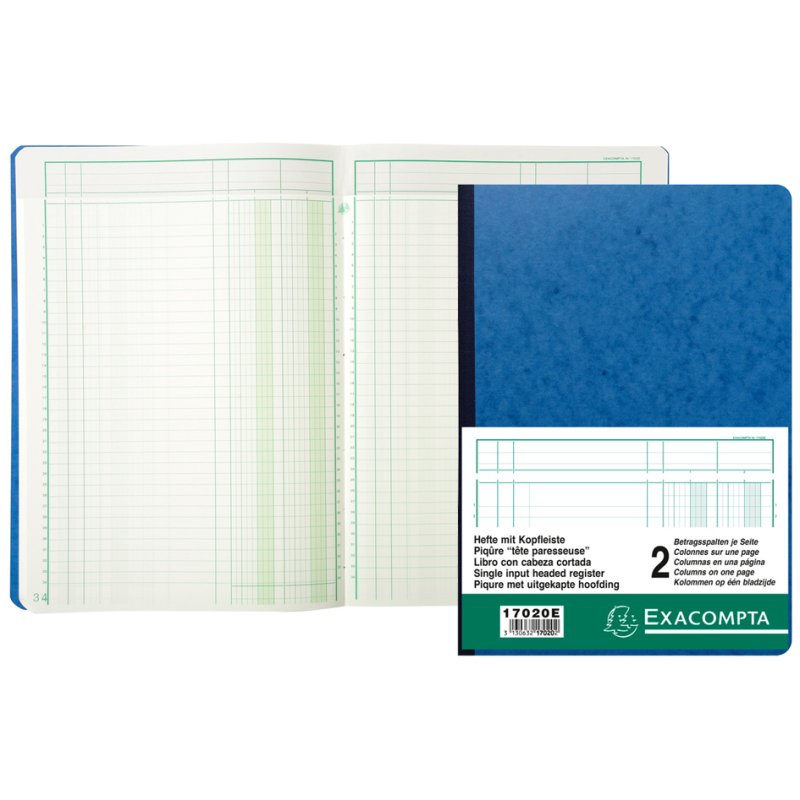 EXACOMPTA kolombundelboek A4, 2 kolommen per pagina, groene lijning, 40 vel