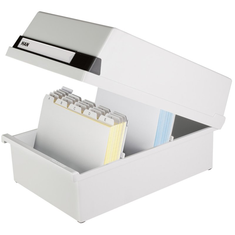 HAN boîte à fiches pour 1.300 fiches, A5 horizontal, gris clair