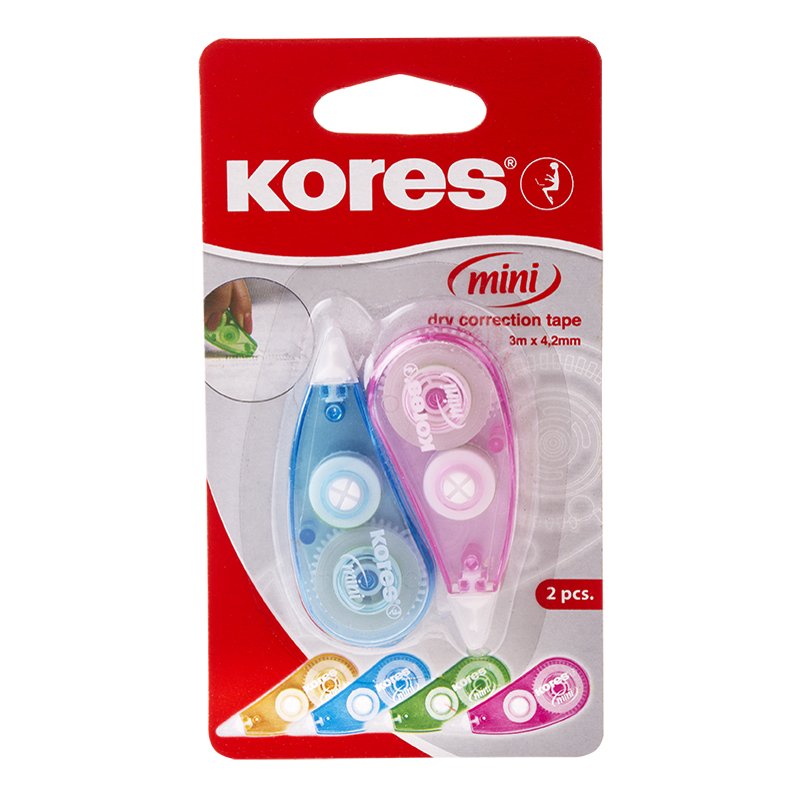 Kores Mini correctieroller wegwerp, 5 mm × 5 m, 2 stuks