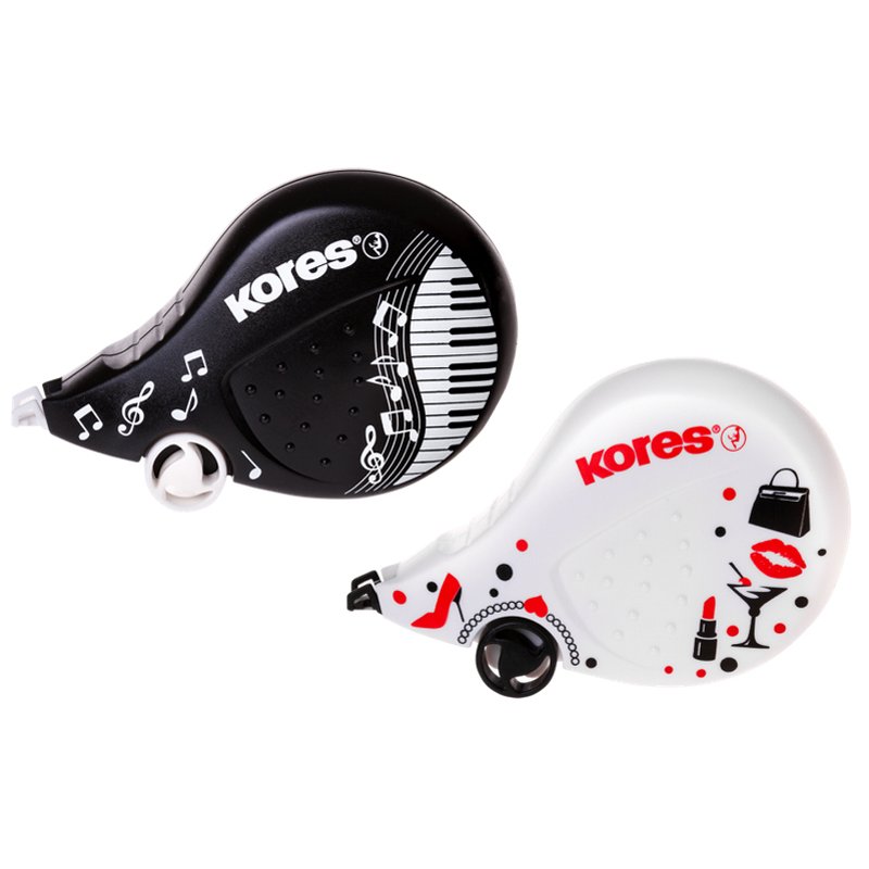 Kores wegwerp correctieroller BLACK & WHITE, 4,2 mm × 8 m, zwart & wit
