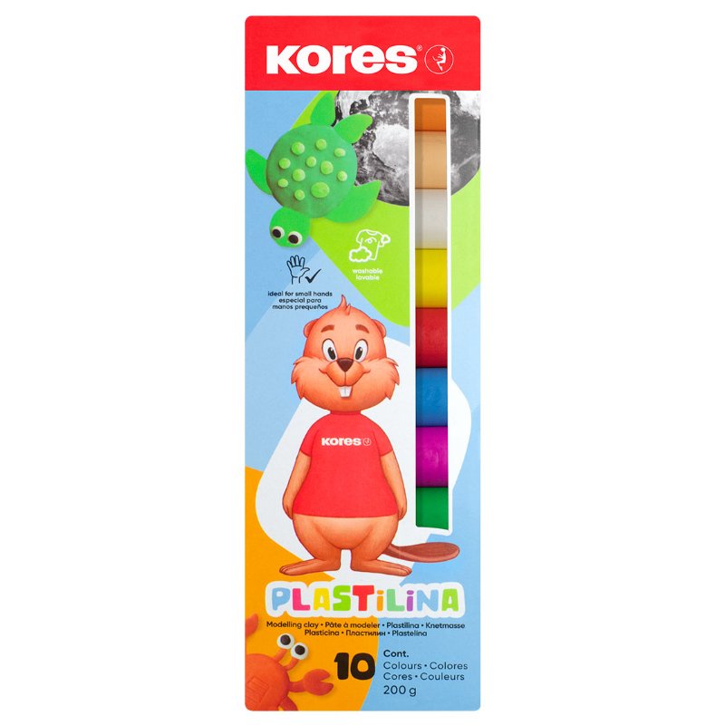 Kores Plastilina children's modelling clay, 10 colours, 20 g per colour, folding box