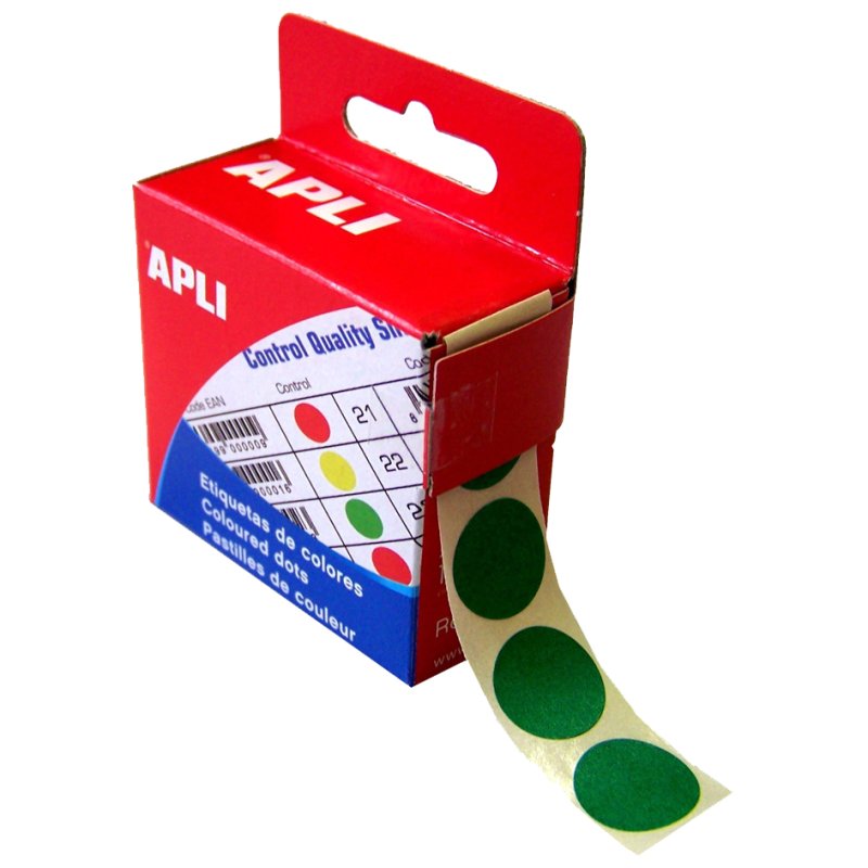 APLI pastilles de marquage adhésives, non-détachables, noir, diamètre 15 mm