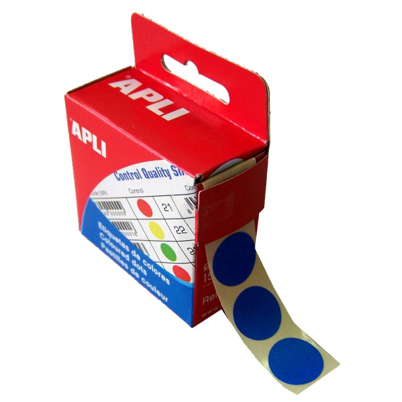 APLI pastilles de marquage adhésives, non-détachables, noir, diamètre 15 mm