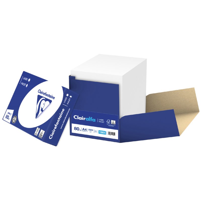 Clairefontaine multifunctioneel papier A4, wit, 80 g/m², 2500 vel